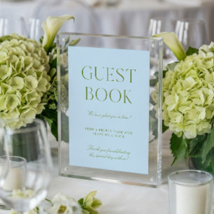 Sage Green & Blue Wedding Guest Book Sign Invitation