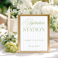 Sage Green & Blue Wedding Hydration Station Sign