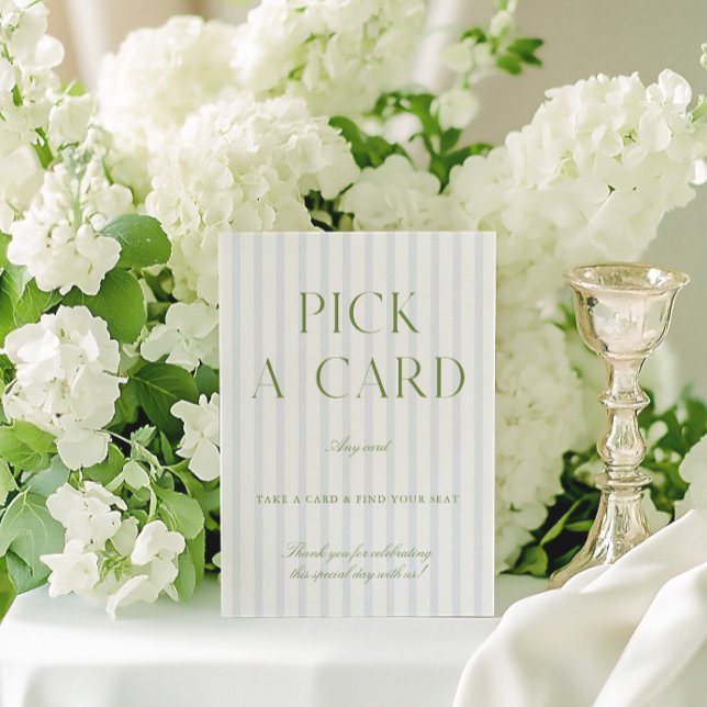 Sage Green & Blue Wedding Pick a Card Sign (Sage Green & Blue Wedding Pick a Card Sign)