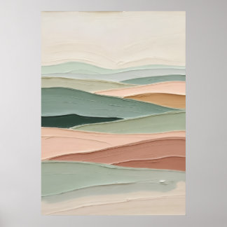Sage Green Blush Minimalist Abstract Landscape Pos Poster