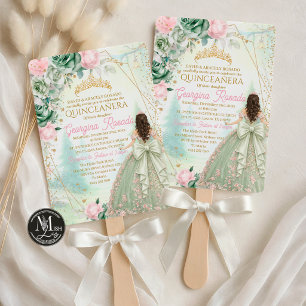 Sage Green Blush Pink Whimsical Forest Quinceañera Invitation