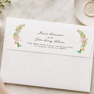 Sage Green Blush Watercolor Rococo Wedding Envelope