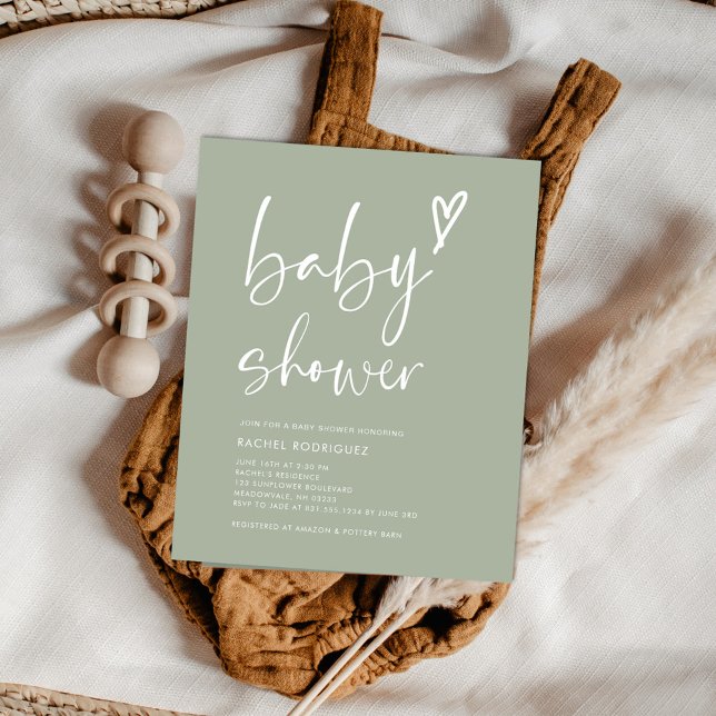 Sage Green Bohemian Baby Shower Invitation Flyer (Creator Uploaded)