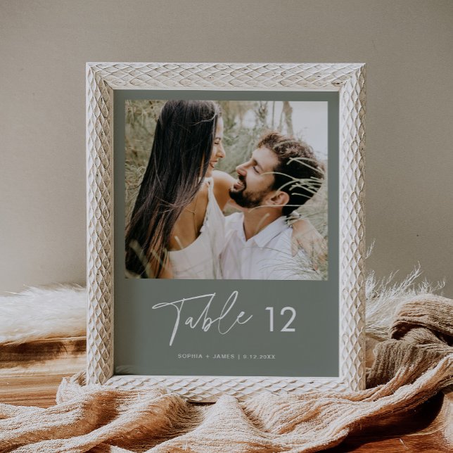 SAGE Green Bohemian Photo Table Number 8x10 Poster (Creator Uploaded)