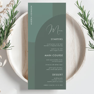 Sage Green Boho Arch Guest Name Wedding Dinner Men Menu