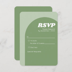 Sage Green Boho Arch - Minimal Wedding  RSVP Card