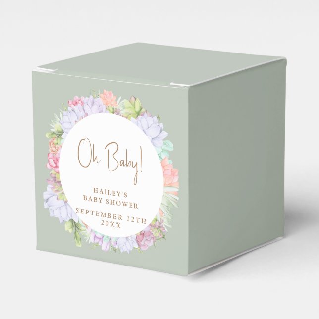 Sage Green Boho Cactus Desert Baby Shower  Favour Box (Front Side)