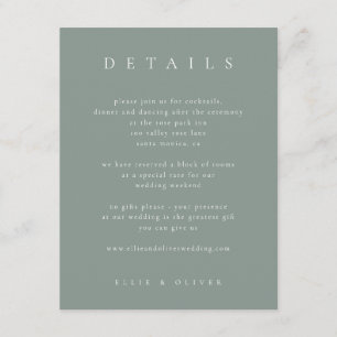 Sage Green Boho Details Wedding Modern Enclosure Card