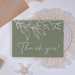 Sage Green Boho Flower  Thank You Card