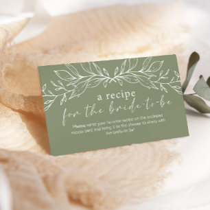 Sage Green Boho Flowers Wedding Recipe Enclosure Card