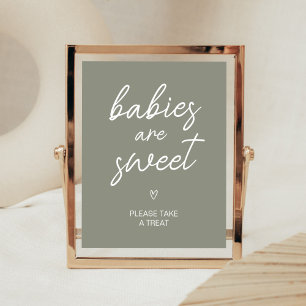 Sage Green Boho Minimalist Babies are Sweet Poster
