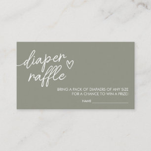 Sage Green Boho Minimalist Diaper Raffle Enclosure Card