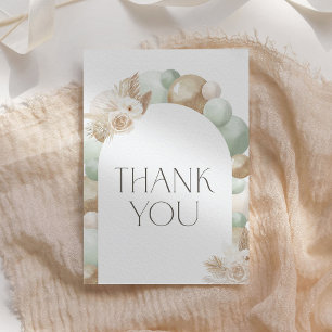 Sage Green Boho Pampas Grass Baby Shower Thank You Card