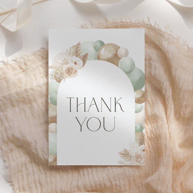 Sage Green Boho Pampas Grass Baby Shower Thank You Card (Creator Uploaded)