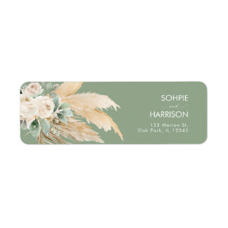 Sage Green Boho Pampas Grass Return Address
