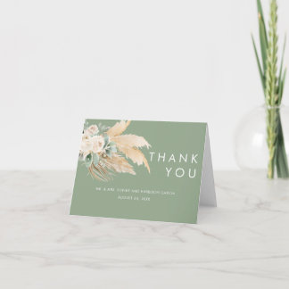 Sage Green Boho Pampas Grass Thank You Card