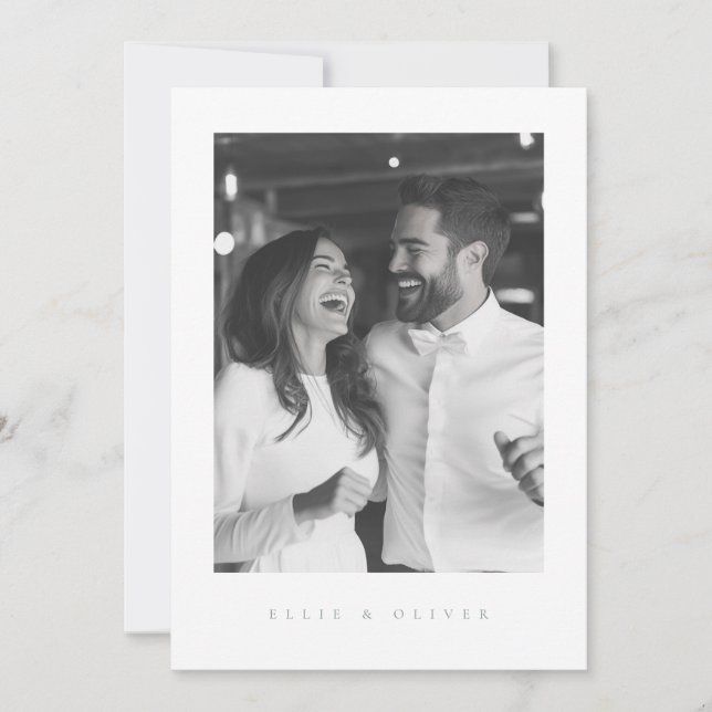 Sage Green Boho Photo Wedding Modern Invitation (Front)