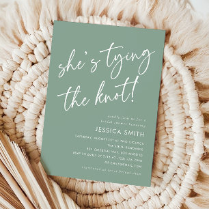 Sage Green Boho She's Tying the Knot Bridal Shower Invitation
