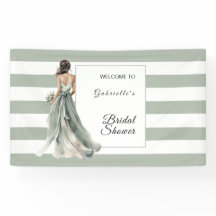 Sage Green Boho Watercolor Stripes Bridal Shower