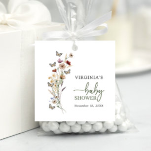 Sage Green Boho Wildflower Baby Shower Favour Tags