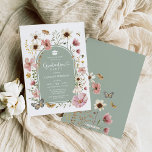 Sage Green Boho Wildflower Meadow Graduation Party Invitation<br><div class="desc">The elegant design showcases an intricate display of boho flowers,  carefully curated in soft,  muted tones.</div>