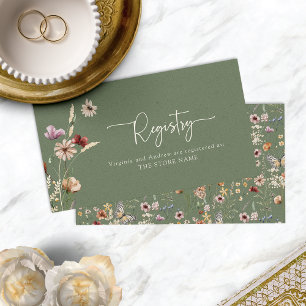 Sage Green Boho Wildflower Registry Card