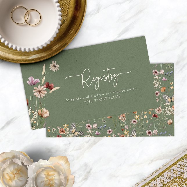 Sage Green Boho Wildflower Registry Card (Sage Green Boho Wildflower Registry Card by Painted Paperie
)