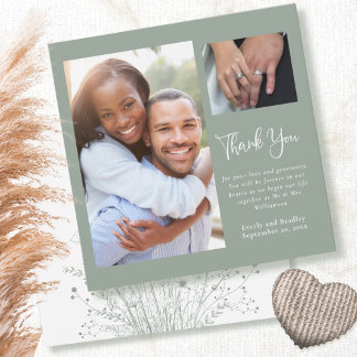 Sage Green Boho Wildflower Wedding Thank You Invitation