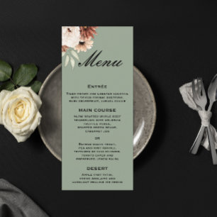 Sage Green Boho Wildflowers Wedding Menu