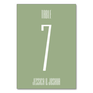 Sage Green Bold Minimalist Simple Modern Wedding Table Number