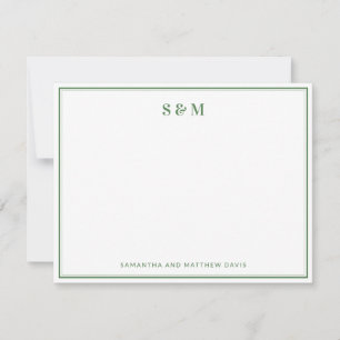 Sage Green Border Elegant Classic Monogram Card