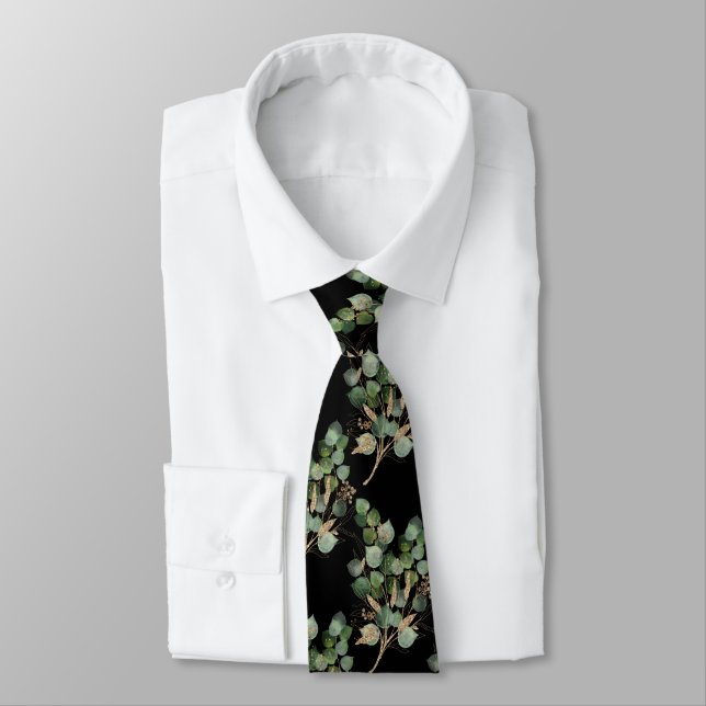 SAGE GREEN BOTANICAL 2 MENS TIE (Tied)