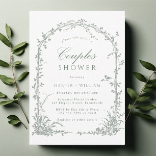 Sage Green Botanical Arch Garden Couples Shower Invitation