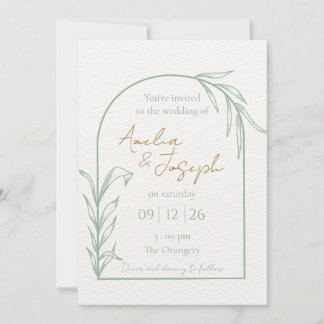 Sage Green Botanical Arch Wedding Invitation