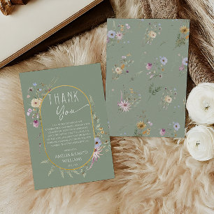 Sage Green Botanical Baby Shower Thank You Card