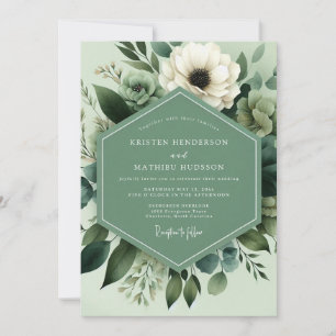 Sage Green Botanical Bloom Wedding Invitation