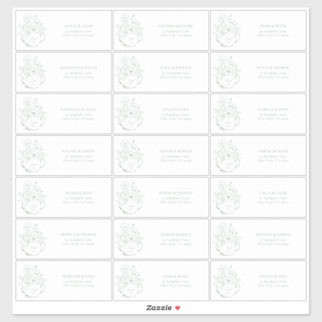 Sage Green Botanical Bridal Tea Guest Address (Sheet)