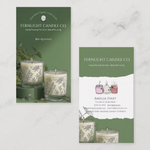 Sage Green Botanical Candle Maker Business Card