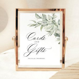 Sage Green Botanical Cards & Gifts Wedding Table Pedestal Sign