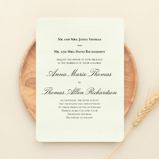 Sage Green Botanical Classic Formal Script Wedding Invitation
