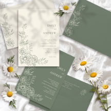 Sage Green Botanical Daisy Garden Wedding