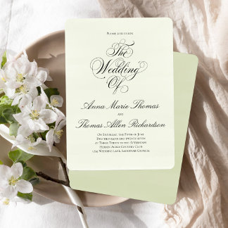 Sage Green Botanical Elegant Minimal Wedding Of  Invitation