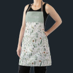 Sage green botanical elegant modern family gift apron<br><div class="desc">Sage green,  black,  brown green and grey elegant modern foliage eucalyptus watercolor botanical natural Christmas holiday gift personalised apron design. Simple,  clean elegant minimal design.</div>