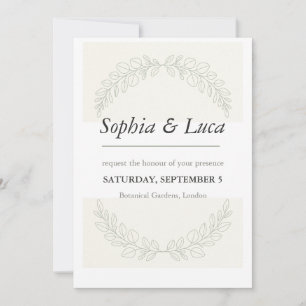 Sage Green Botanical Elegant Wedding Invitation