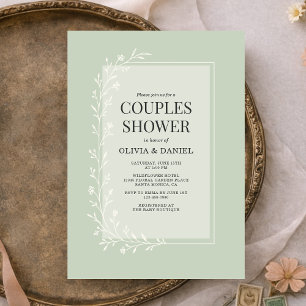 Sage Green Botanical Floral Couples Shower Invitation