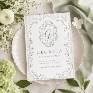 Sage Green Botanical Garden Birthday Invitation