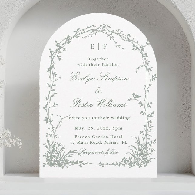 Sage Green Botanical Garden Romantic Wedding Arch Invitation (Creator Uploaded)