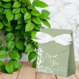 Sage Green Botanical Leaves Bridal Shower Favour Box