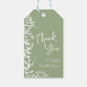 Sage Green Botanical Leaves Bridal Shower Gift Tags