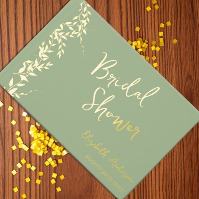Sage Green Botanical Leaves Bridal Shower Guest Book (Creator Uploaded)